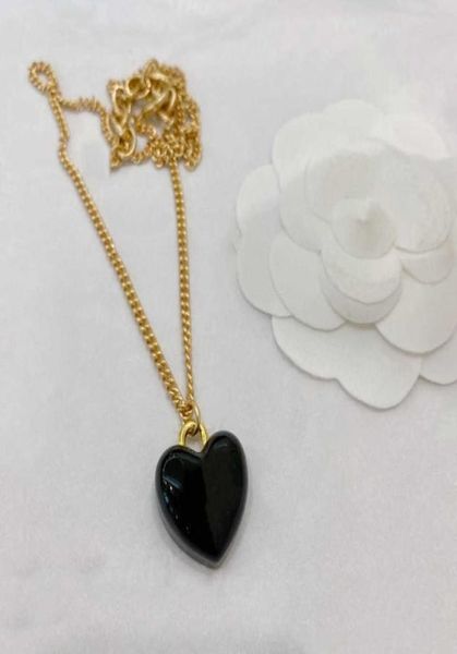 

new 2021 brand fashion jewelry women vintage gold chain black resin heart pendants luxury party fine fashion jewelry7287244, Silver
