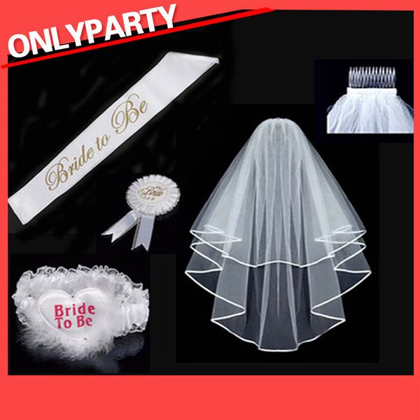 

single party bride set shoulder strap, leg loop, chest badge, headdress, four piece set, bring to be set, selling, Black