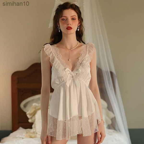 

deep v mesh gauze lace temptation suit provocative underwear nightdress l230518, Red;black