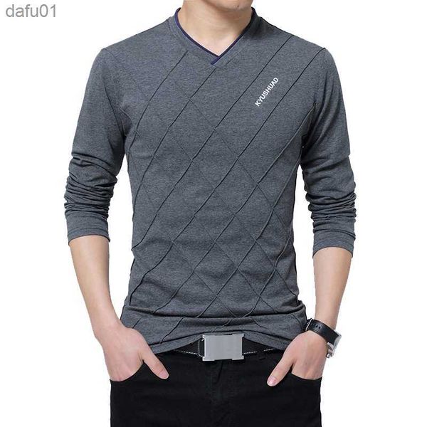 

browon 2023 fashion men t-shirt slim fit custom t-shirt crease design long stylish luxury v neck fitness t-shirt tee shirt homme l230520, White;black