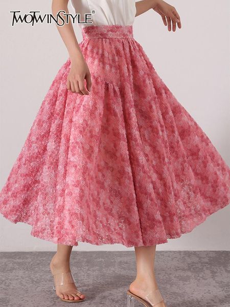 

dresses twotwinstyle temperament skirts for women high waist folds printing elegant a line sweet style skirt female fashion clothing new, Black;gray