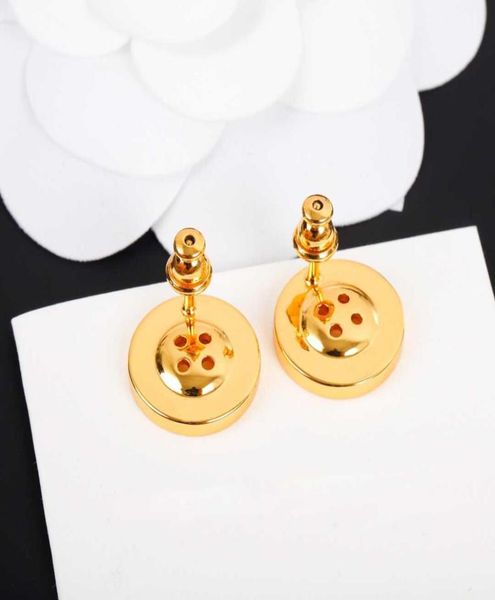 

round button with hollow design and words stud earring for women wedding jewelry and drop with pearl ps35174875342, Golden