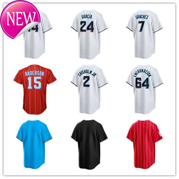 

miami custom marlins jersey 2 jazz chisholm jr. 64 jerar encarnacion 7 jesus sanchez avisail garcia 15 brian anderson jesus luzardo sandy al, Blue;black