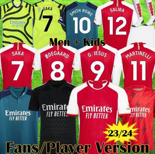 

fans player version smith rowe soccer jerseys women g. jesus saka 2023 2024 odegaard martinelli saliba arsen 23 24 pre match football shirt, Black;yellow