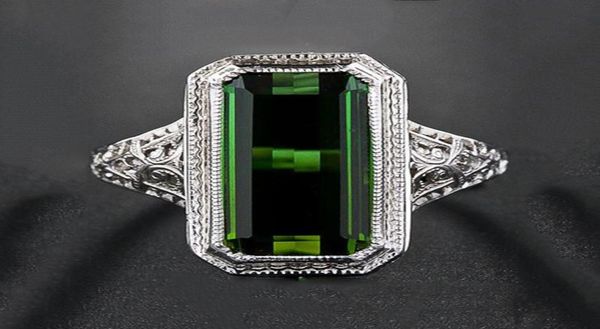 

cluster rings vintage antique pattern carving large green stone ring geometry silver color for men women engagement jewelry y5n5439808576, Golden;silver