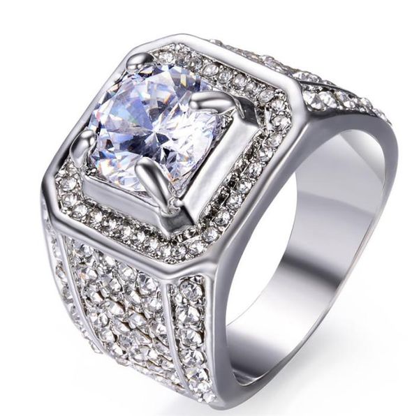 

mens ring hip hop jewelry zircon iced out rings cut z cz diamond full gemstones men wedding band ring fashion jewelry8765526, Silver
