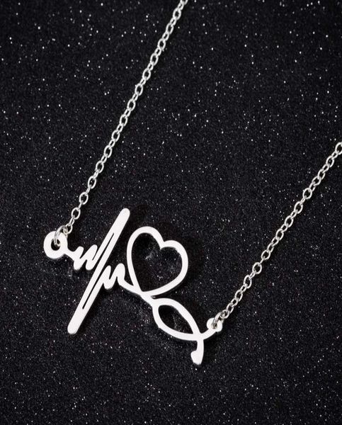 

love heartbeat heart pendant necklaces stainless steel silver gold chains necklace for women fashion jewelry will and sandy7622378