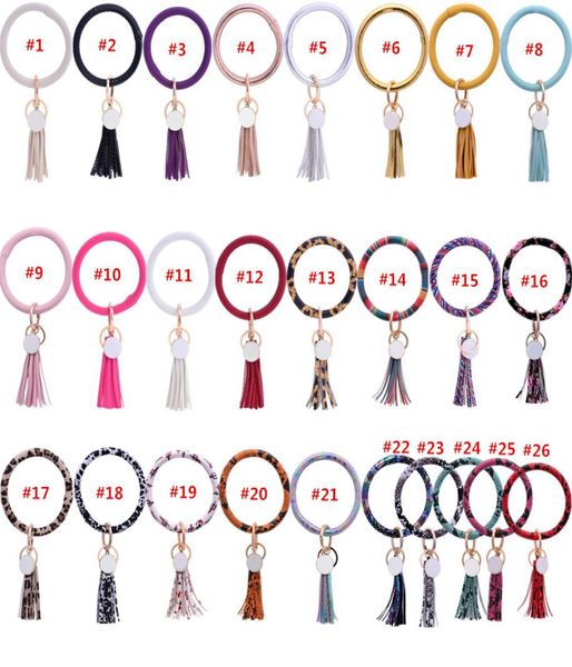 

women fashion tassels keyring bracelets wristlet keychain bracelet circle key ring bangle key ring chain 28 colors7586391, Black