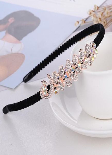 

crystal flower hairband silver plated rhinestone leaf butterfly peacock hair bands for girls nonslip flannel headband hair jewelr2976782