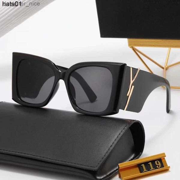 

yslity sunglasses with letter designer brand sunglasses women men traveling sunglass black grey beach adumbral large box with letters, White;black