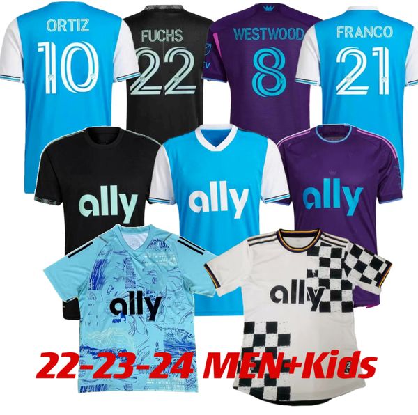 

22 2023 2024 charlotte fc soccer jerseys bronico swiderski westwood byrne tuiloma 22 23 24 home away player fans version football men fans k, Black