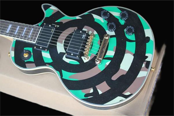 

zakk wylde bullseye custom shop camouflage electric guitar mahogany body neck rosewood finger