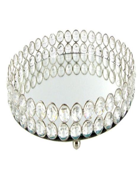 

mirror bling bling crystal beads clear crystal round vanity tray in silver5099188