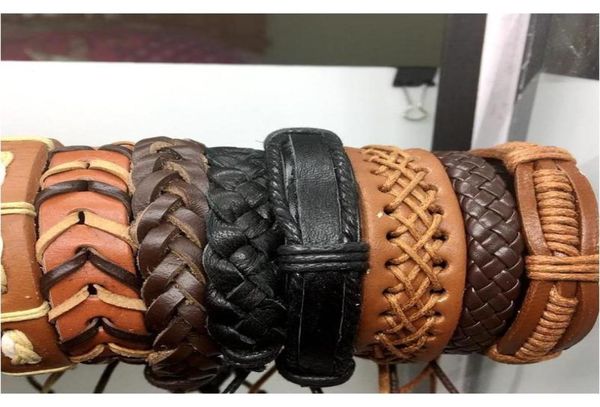 

100pcs mens womens vintage genuine leather surfer bracelet cuff wristband fashion jewelry gift bracelet mixed style wmtnci luckyha1776098, Golden;silver