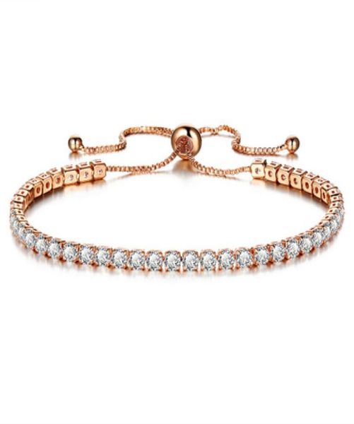 

new round tennis bracelet for women rose gold silver color cubic zirconia charm bracelets bangles femme wedding jewelry9394676, Golden;silver