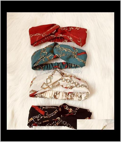 

headbands jewelry drop delivery 2021 designer cross headband for women fashion elastic chain printed chiffon hair bands girl turba4070259, Silver