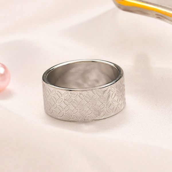 

the new 2023 ring set with diamond retro hollow ring ring width classic fashion, Silver