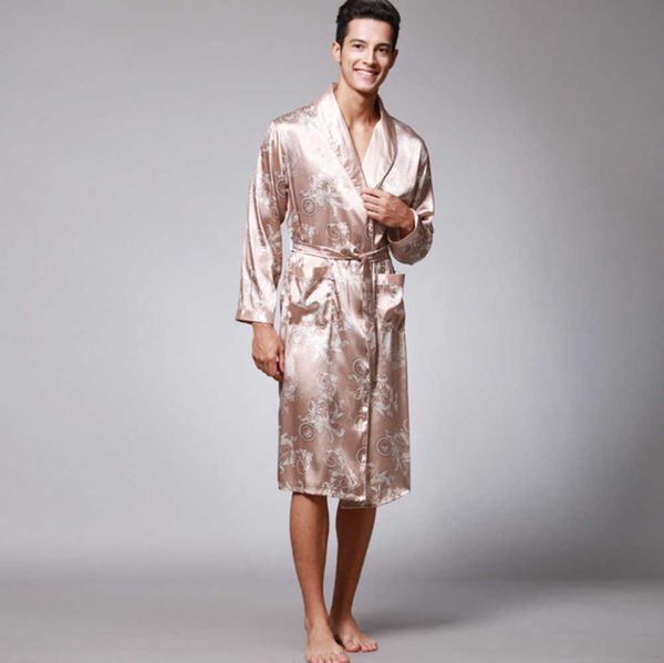 

men's pajamas men's and women's satin silk robes casual kimono bathrobe robe robe nightgown soft home clothes couple pajamas2, Black;brown