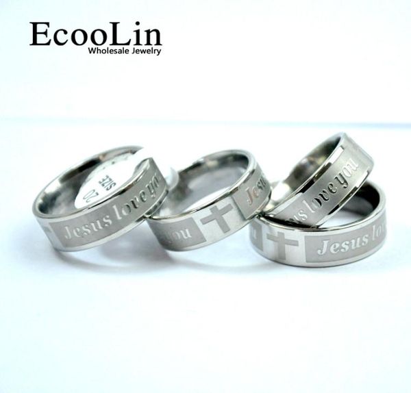 

fashion jesus love you stainless steel cross faith anglicans christian prayer ring letter bible for men jewelry never fade lb40037319783, Silver