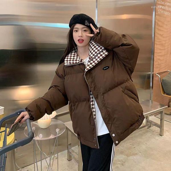 

women's trench coats down cotton winter padded jacket loose bf short and jackets thickened bread thicken clothes female, Tan;black