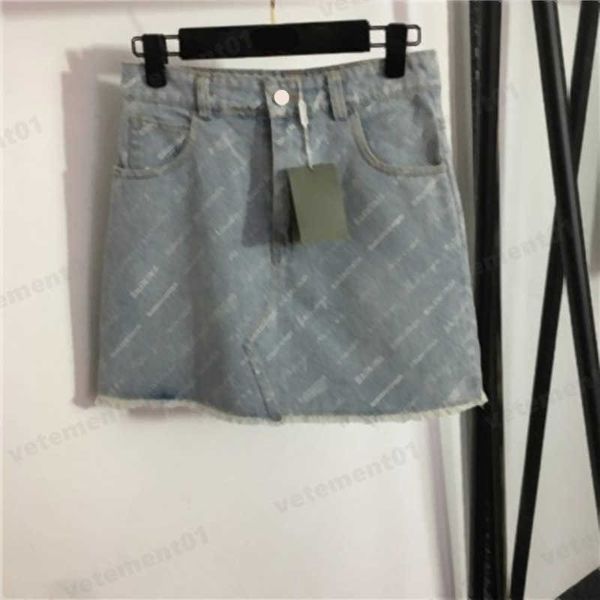 

designer skirt womens clothes light blue twill letter logo print denim half skirt summer ie party short dress european and american fashion, Black