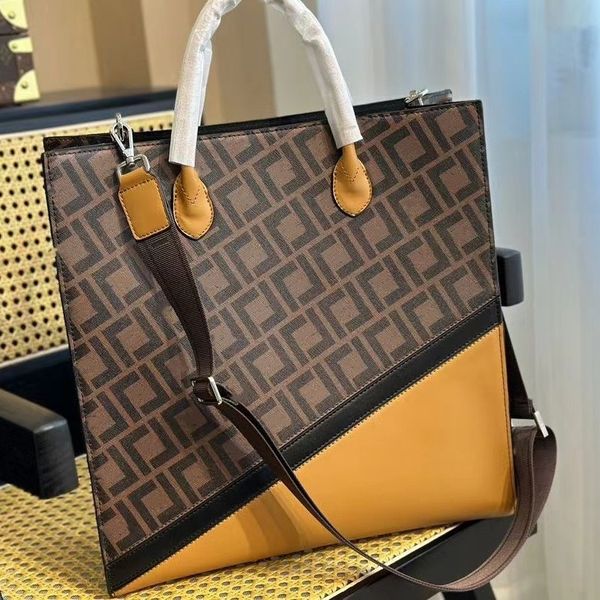 

designer bag new men's shoulder handbag real leather printed double letter handheld tote high-quality large capacity business office wi