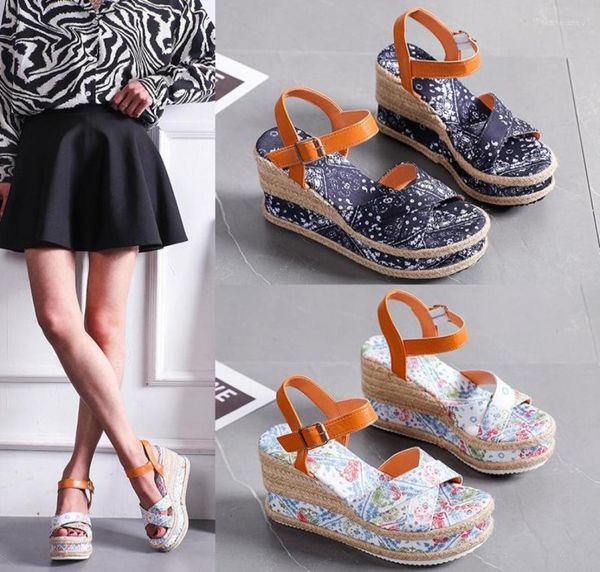 

sandals summer wedge shoes for women solid color open toe high heels casual ladies buckle strap fashion female sandalias mujer3105383, Black