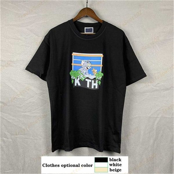 

men t shirt mens designer kithi shirts tech fleece reflective luminous trapeze print crew neck cotton loose antipilling breathable sports t, White;black