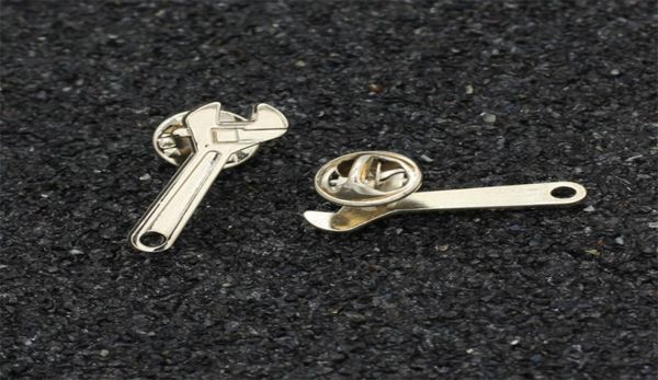 

new fashion metal lapel pin suit boutonniere button brooches wrench brooch pin vintage collar pin for men women shirts tips broche6689710, Gray