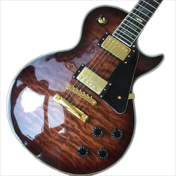 

classic brand electric guitar, mahogany solid wood, exquisite tiger pattern surface, comfortable feel, delivery to home