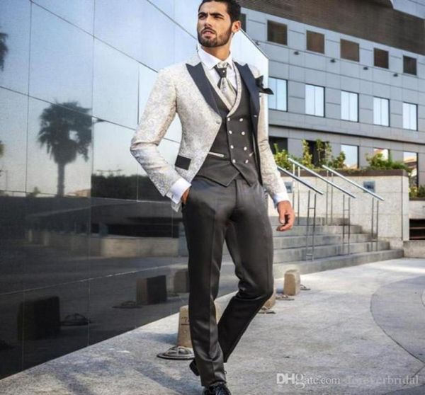

2020 latest coat pant unique designs men suit slim fit fashion wedding suits for men prom blazer groom tuxedo jacket with pants se5098356, Black;gray