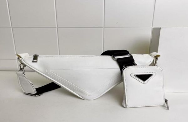 

spring autumn men day packs new nylon triangle bag women wide shoulder strap triangle lock earphone bags clutch black white 29163060766