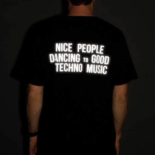 

reflective t-shirt nice people dancing reflective tshirt fashion cotton tee l230520, White;black