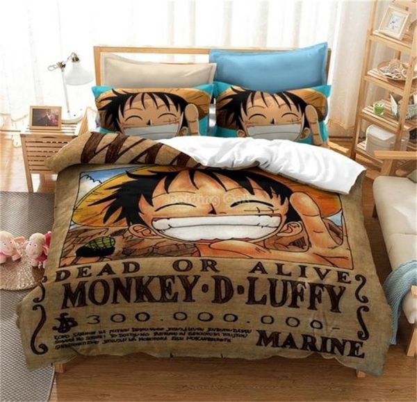 

bedding sets monkey d luffy printed anime cartoon 3d bed linen children duvet cover pillowcase king size 2209165317990