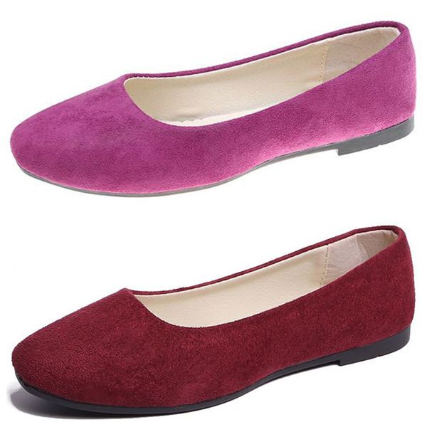 

fashionable candy colored flat bottomed work shoes red comfortable suede cloth faced women's shoes, student shoes, Black