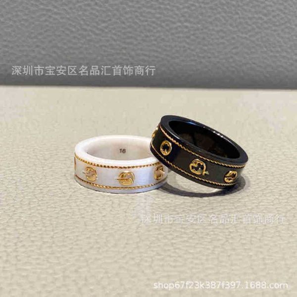 

80% off designer jewelry bracelet necklace ring same black white ceramic sterling plated gold thread couple ringnew jewellery, Silver