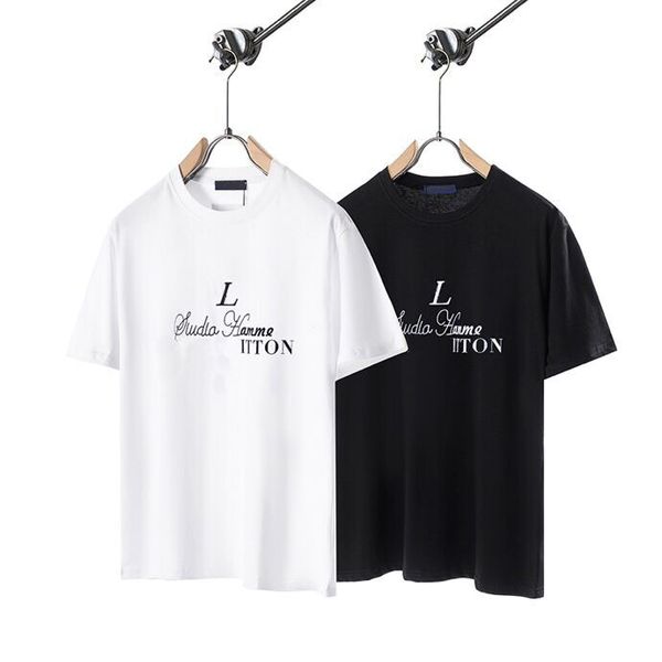 

2023 designer letter print men's t shirt street hip hop high street short sleeve women's t shirt fashion couple sweatshirt w333s, Black;brown