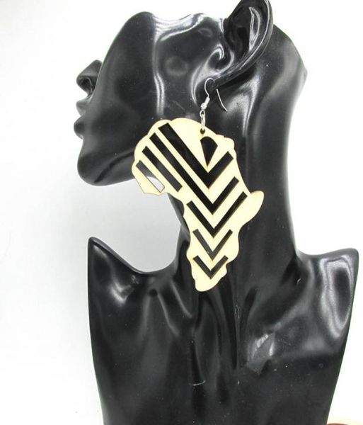 

dangle 5pairslot african map wood earrings0123451040493, Silver
