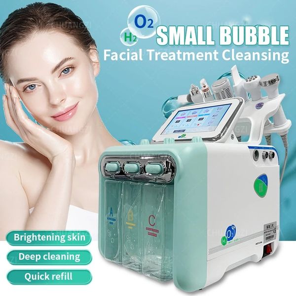

6 in 1 water dermabrasion deep cleansing hydro peeling hydrodermabrasion machine small bubble skin rejuvenation bio lifting, Black;white