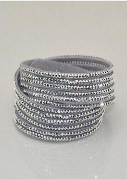 

fashion rhinestone slake leather wrap bracelet handmade velvet crystal women bracelets 12pcslot 6160347, Golden;silver