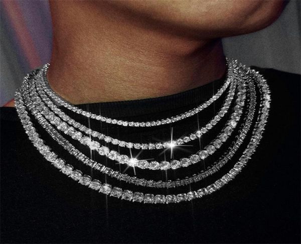 

aglover new hip hop necklace 3mm6mm silver gold 1 row aaa zircon chain iced out crystal necklace for mens woman wedding jewelry 26669307