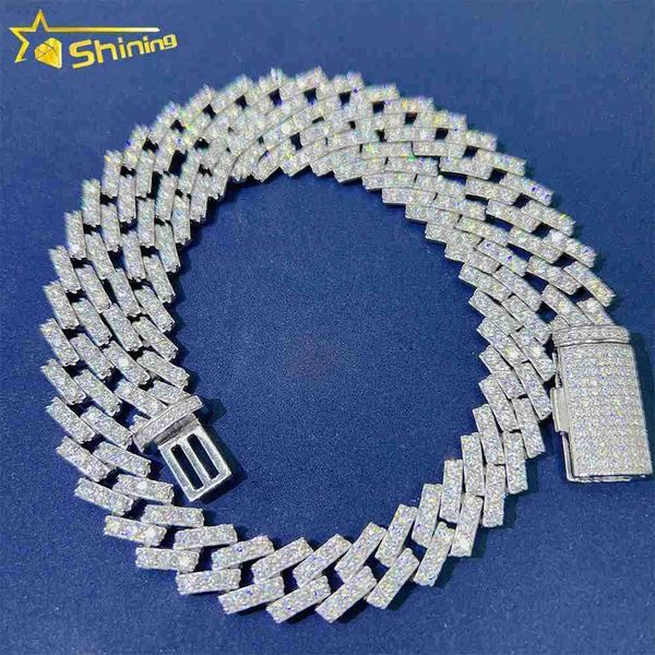 

13mm iced out cuban chain pass diamond tester moissanite hip hop jewelry, Silver