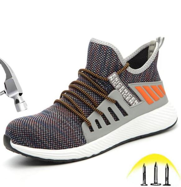 

2019 steel toe safety shoes men lightweight breathable puncture proof soft sneaker nonslip industrial construction work shoes7034541, Black