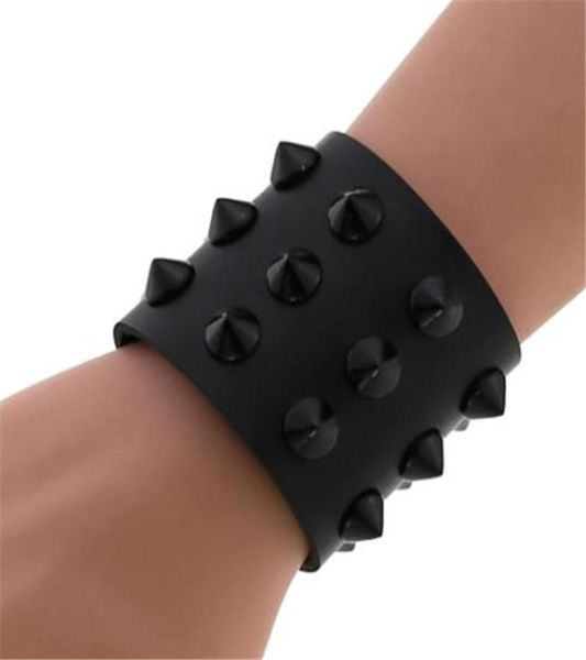 

vegan leather spike bracelet punk wide snap button wrap bracelets wristband for men women gothic emo rock armbands3818181, Silver