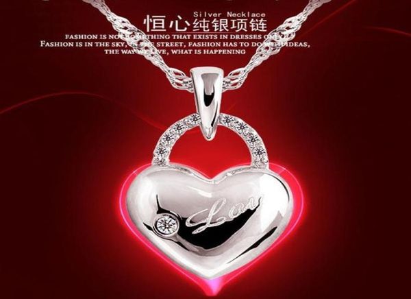 

style 925 sterling silver necklace love charm floating lockets rhinestone elements crystal pendant necklaces jewelry ship1180872