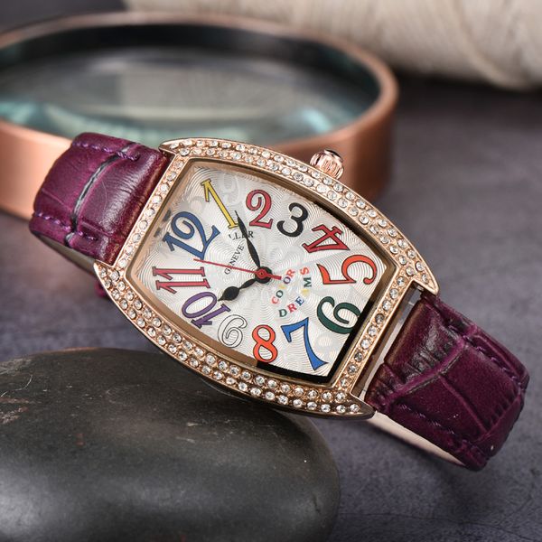 

9whj 2023 new watch women's leisure diamond watches gold steel leather quartz wristwatch strap relogio masculino fra30, Slivery;golden