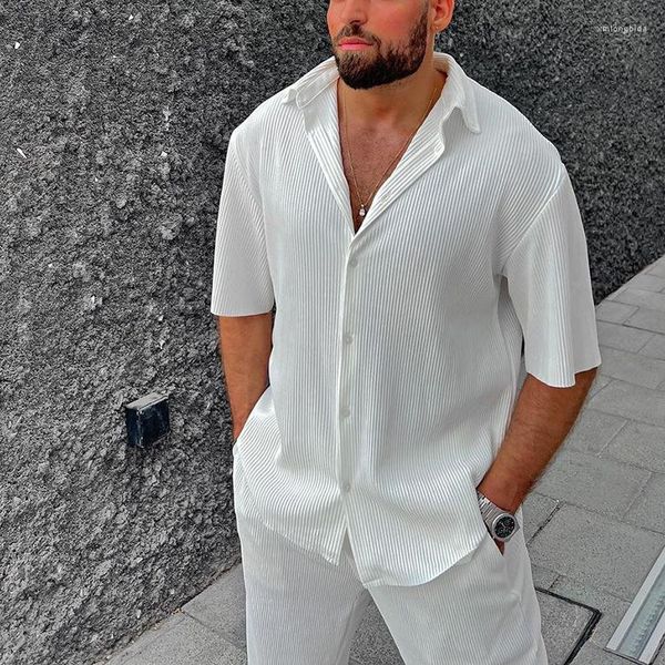 

men's tracksuits men's leisure and loose beach in europe the united states are packed with a pure color short-sleeved suit, Gray