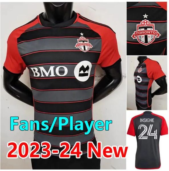 

23 24 toronto fc soccer jerseys insigne kaye fans player 2023 bernardeschi home away camisetas bradley akinola osorio vazquez jimenez footba, Black;yellow