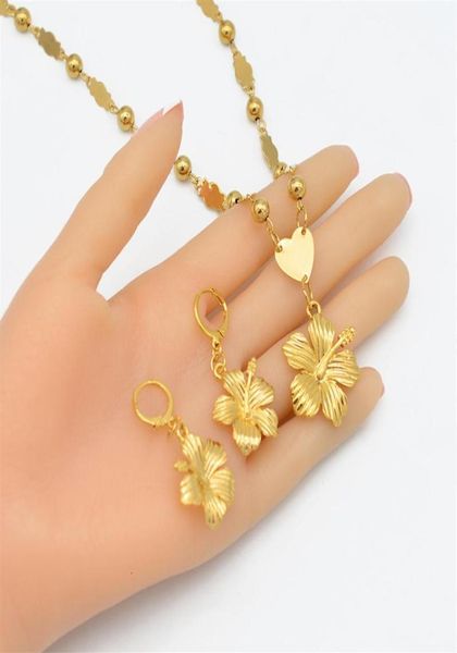 

flower anniyo hawaiian jewelry sets pendant necklaces earrings women girls gold color micronesia guam chuuk kwajalein 213106 ejfa2783272, Silver