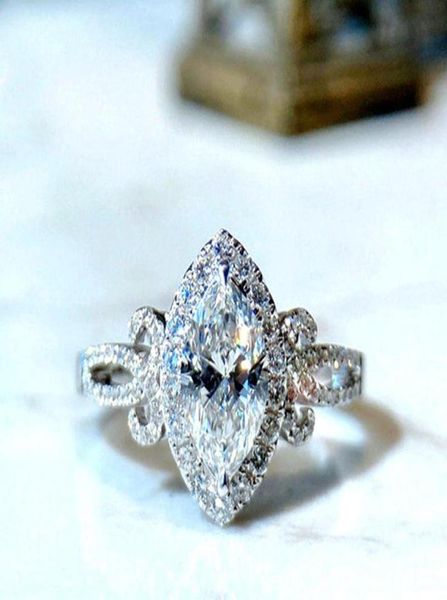 

cluster rings huitan delicate marquise cz shaped women chic wedding party finger ring lowkey elegant female accessories fashion j8860217, Golden;silver